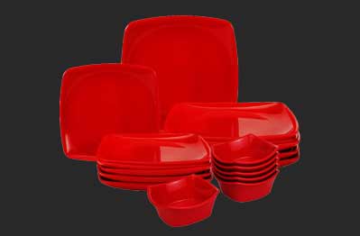 Dinner Set Sq Red